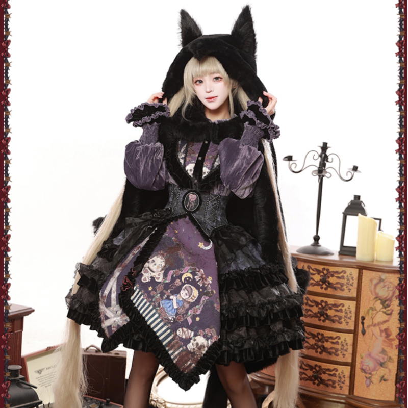 Werewolf Slayer - Gothic Lolita Shirt & Suspender SK Dress Set, Tiered Skirt 44541:811985