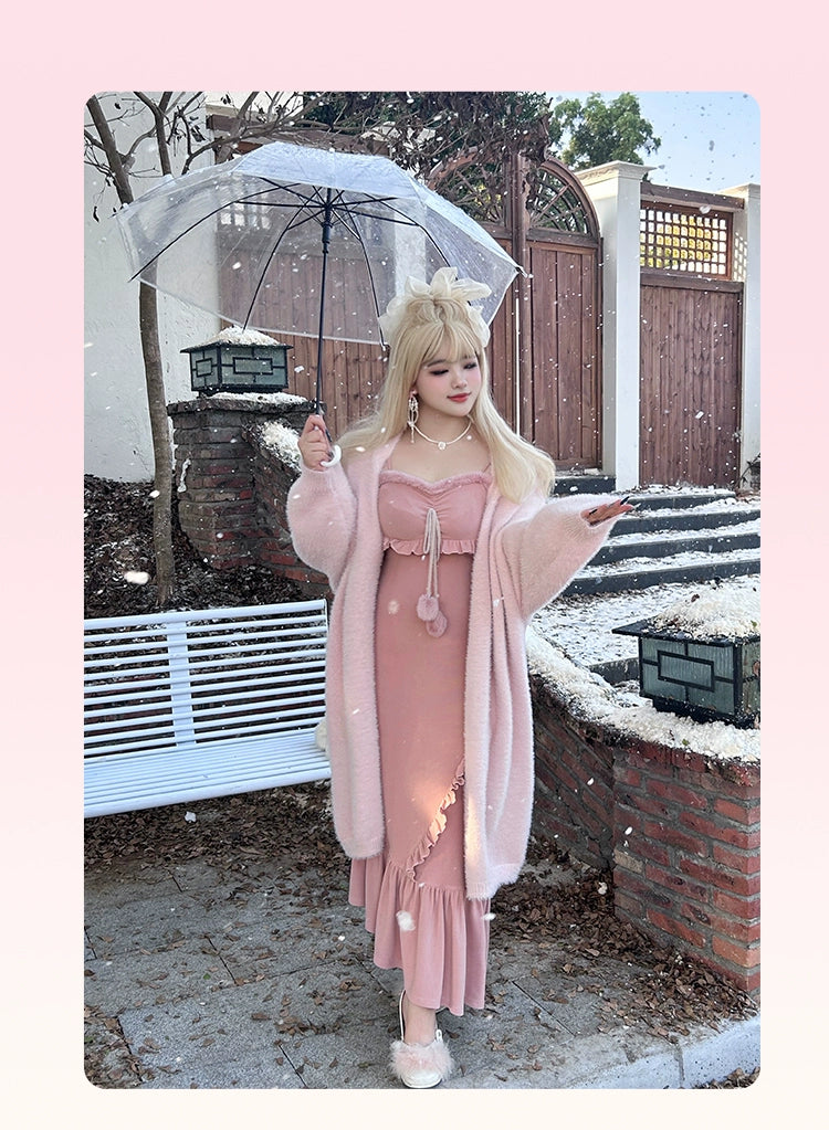 Yingtang~Plus Size Lolita Suit Knitted Fishtail Lolita Dress   
