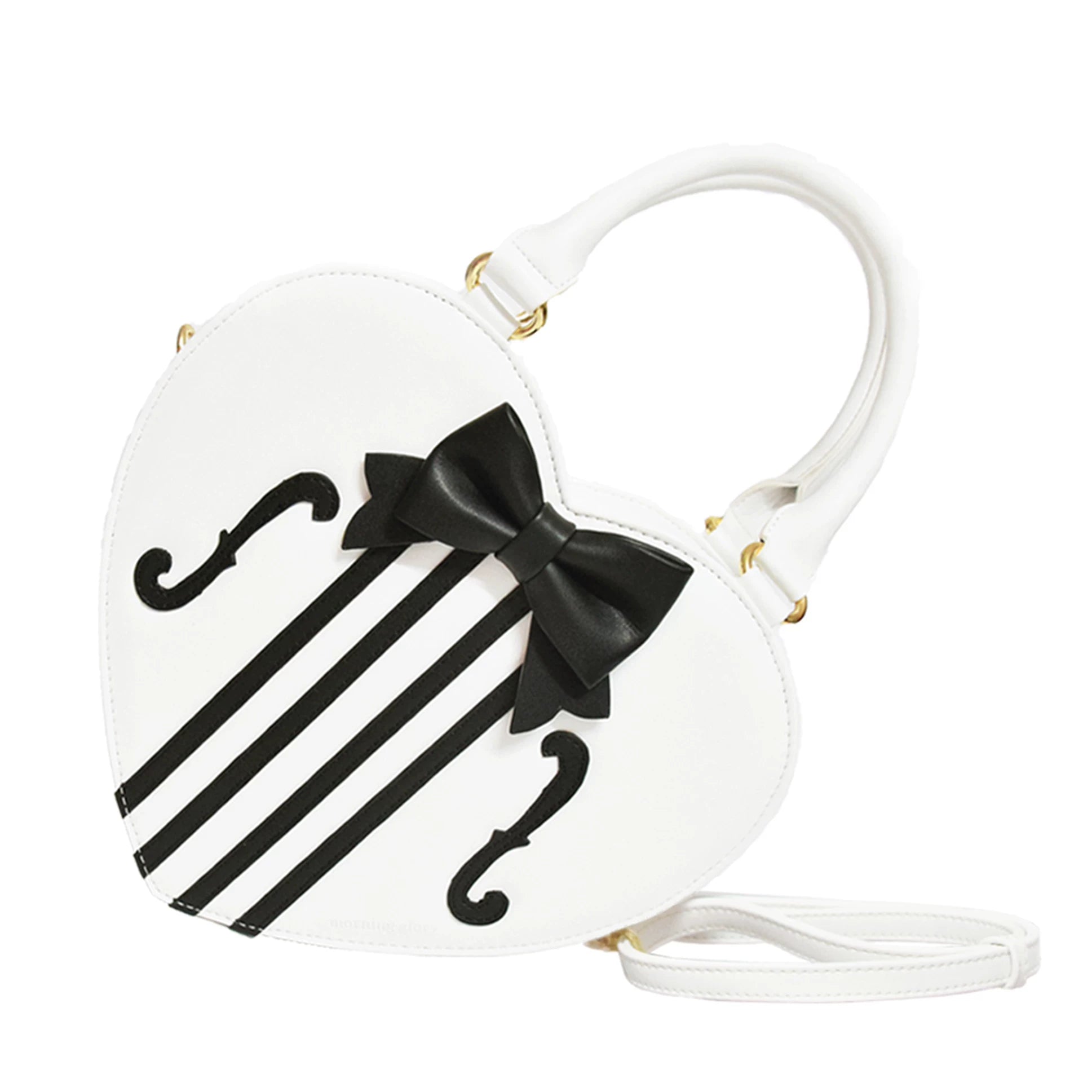 Heart of Violin - PU Classic Lolita Heart Shaped Bag, Violin and Bow Detail 45630:856461