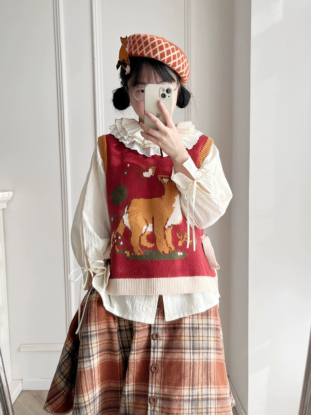 Miss Point~Fat Fox in the Forest~Kawaii Lolita Vest Customized Lolita Sweater 37100:550794
