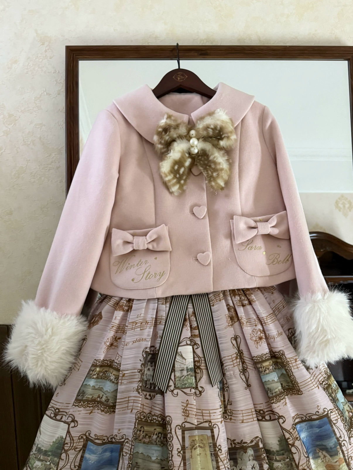 Sara Bell - Winter Story - Winter Kawaii Lolita Short Coat, Detachable Fur Collar 44068:794418