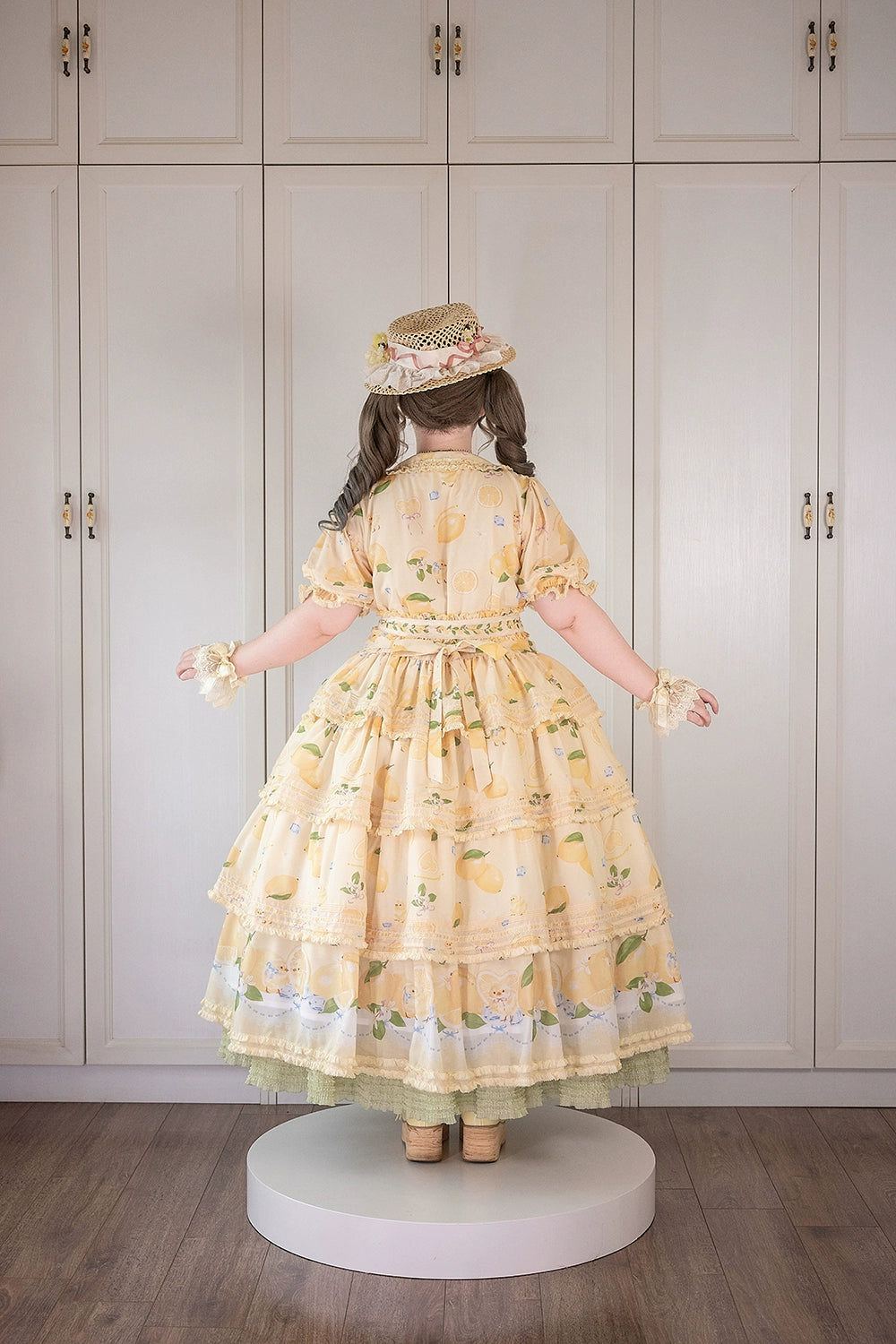 Miss Point - Lemon Chick - Country Lolita Printed OP With Button Front