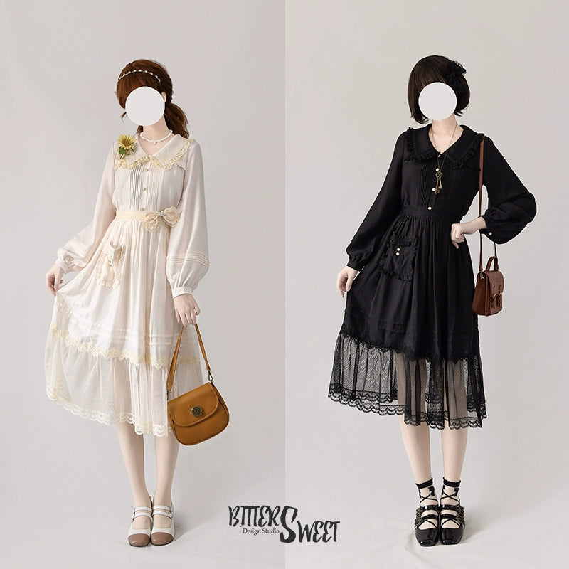 BitterSweet - Elegant Lolita Skirt Set V-neck Long Sleeve Shirt