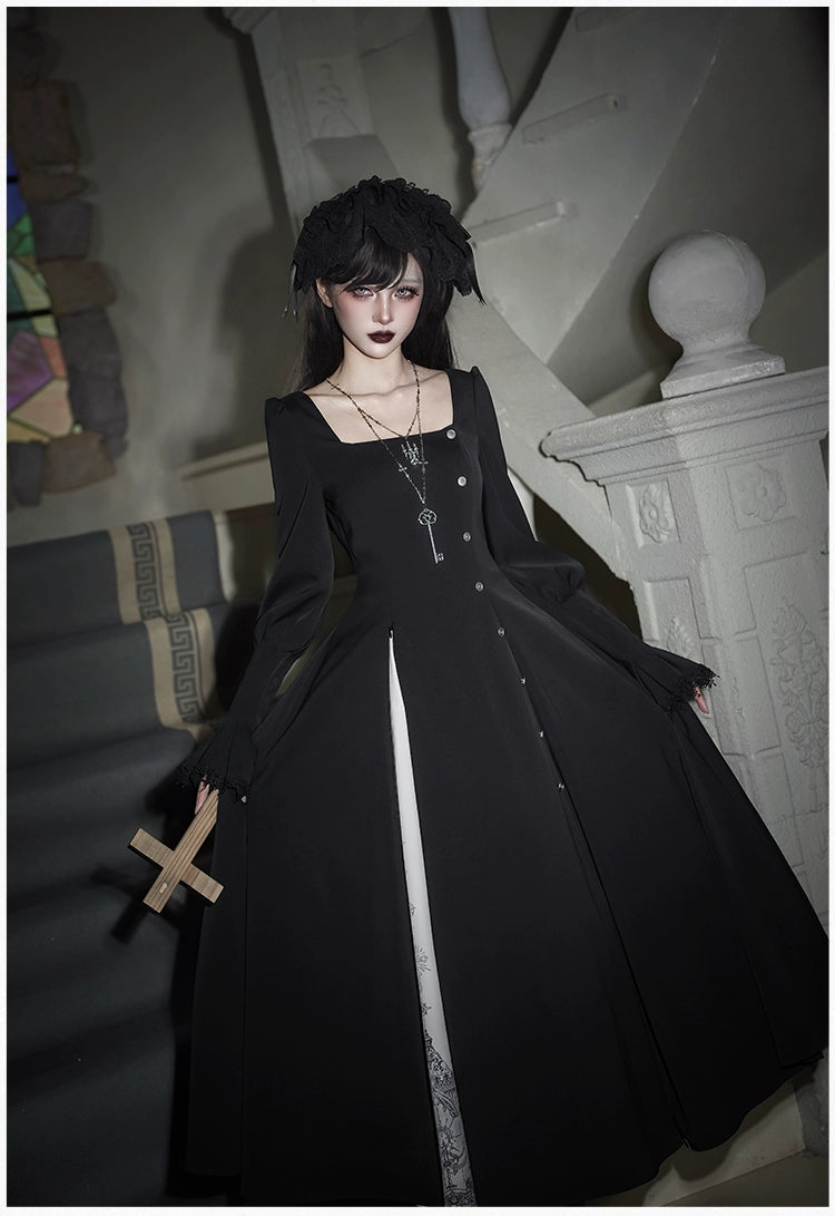 With PUJI - Letter and Poetry · Raven's Night Song - Oriental Aesthetics Gothic Lolita Dress Set 43907:788811