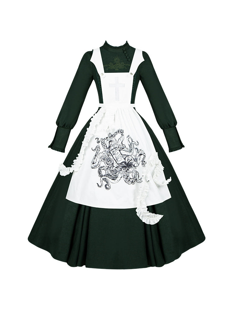 With PUJI - Letter and Poetry · Abyss Clinic - Gothic Lolita Green Dress Set 43929:789707