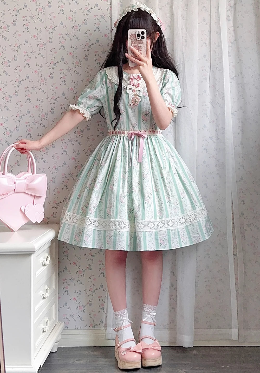 Miss Point~Customized Elegant Lolita OP Dress Cute Daily Girl Short Lolita Dress