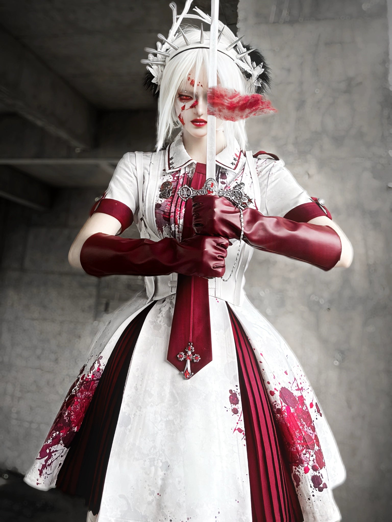 Your Highness - Iron Rose Black Mamba - Gothic Lolita OP Nurse Military Lolita Dress
