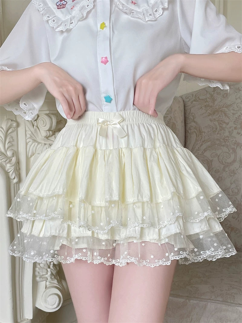 Sweet Lolita Cotton Bloomers, Lace Polka Dot Hem