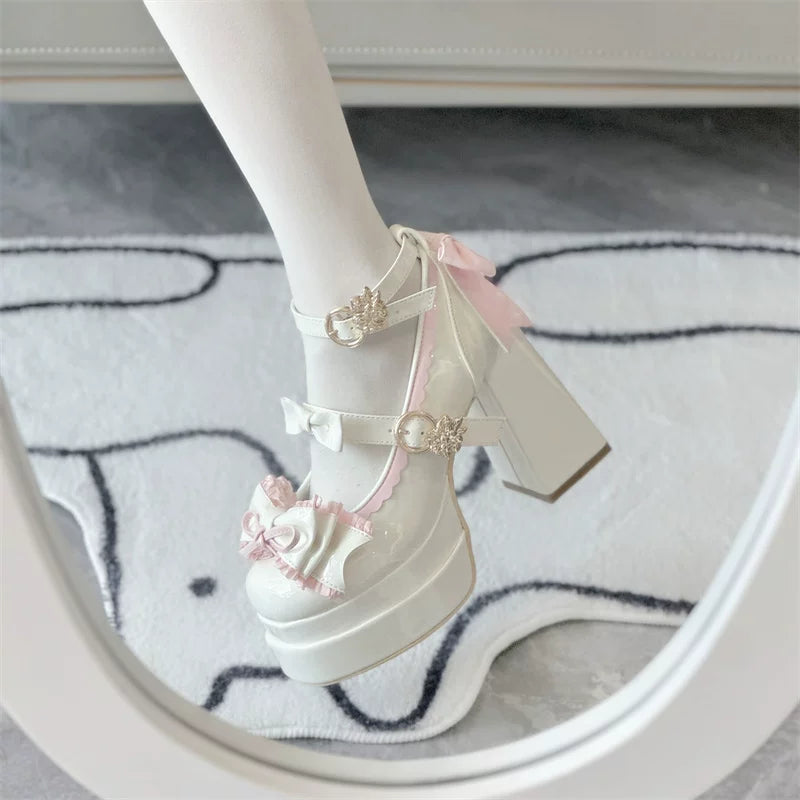 Dreamy Butterfly - Sweet Lolita Round Toe Heel Shoes, Bows & Ruffles (34 35 36 37 38 39 40) 45139:836004