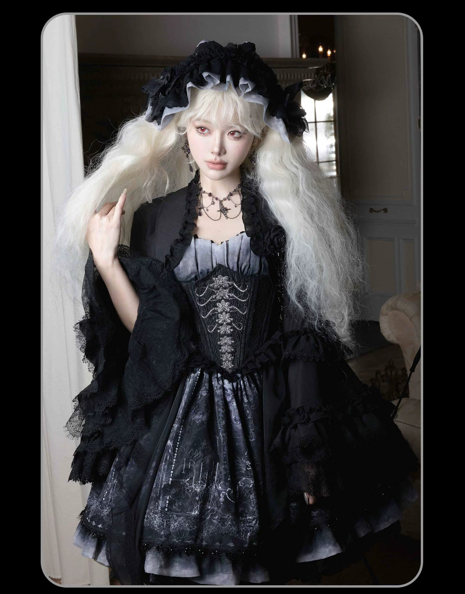 Susin Lolita - Bone-Eroded Butterfly - Gothic Lolita JSK & SK Set 44051:793317