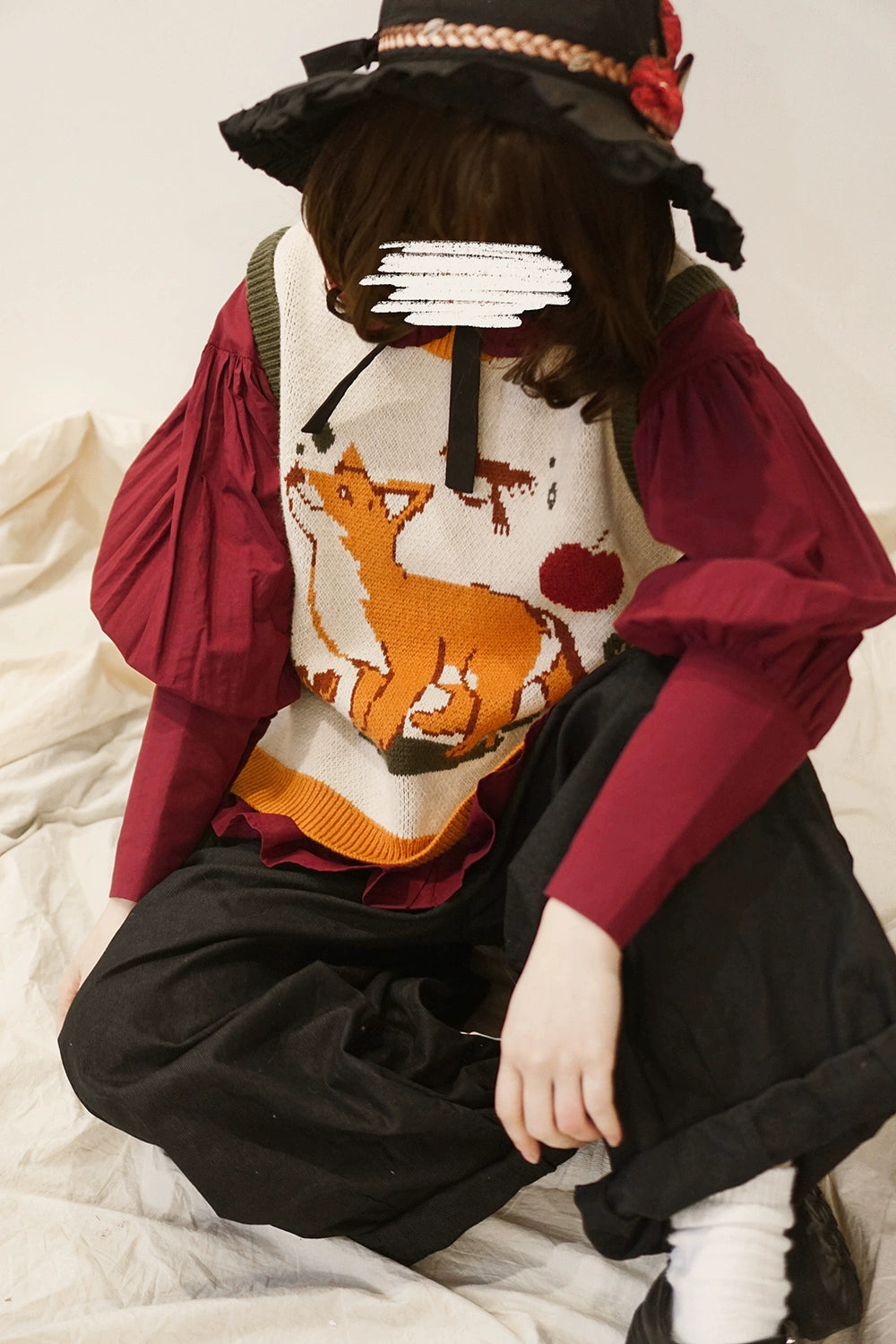 Miss Point~Fat Fox in the Forest~Kawaii Lolita Vest Customized Lolita Sweater 37100:550816