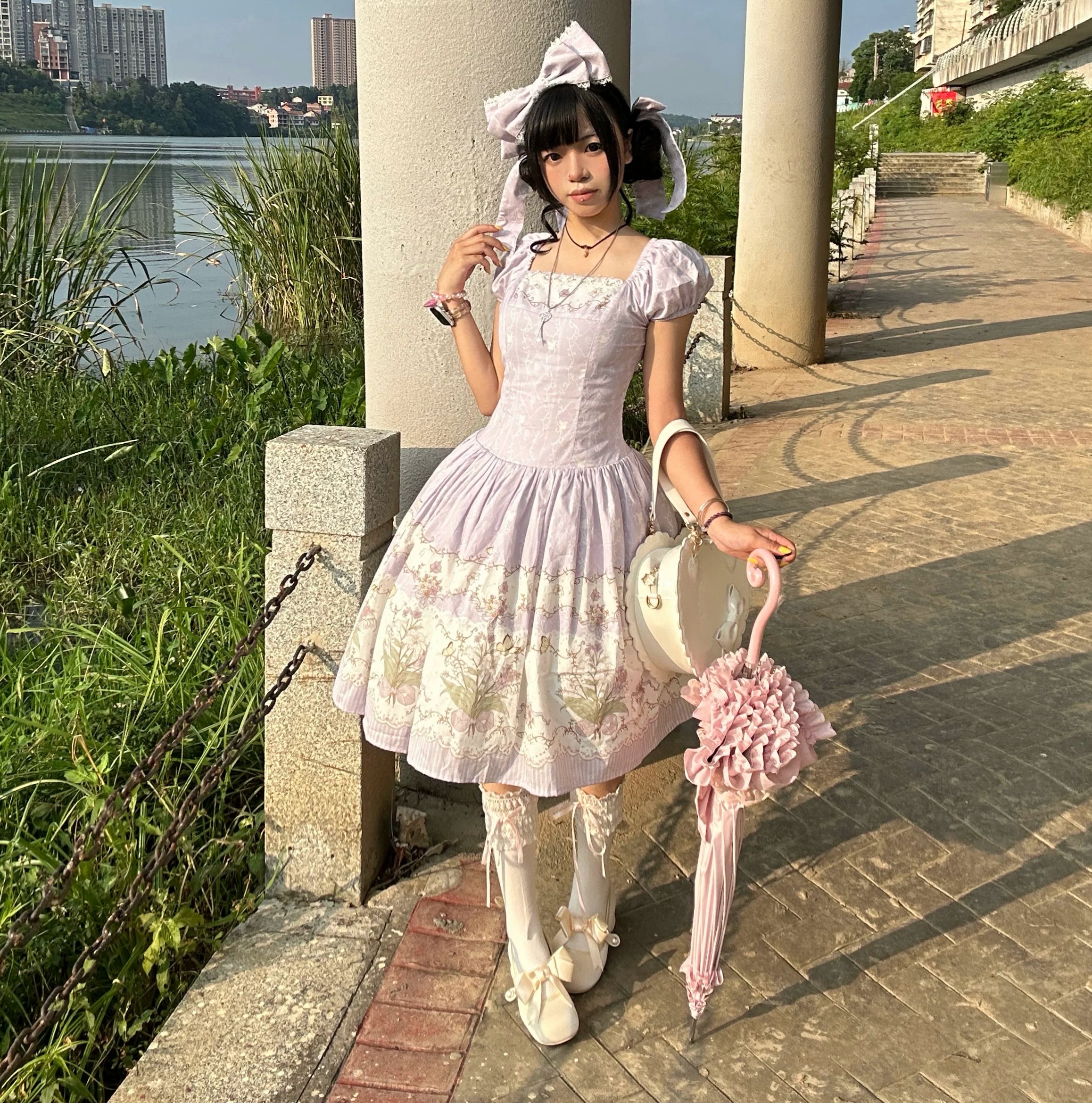 Jenny Flower - Cotton Old School Lolita Floral Printed OP Dress (L M S XL XS / Pre-order) 45608:855908