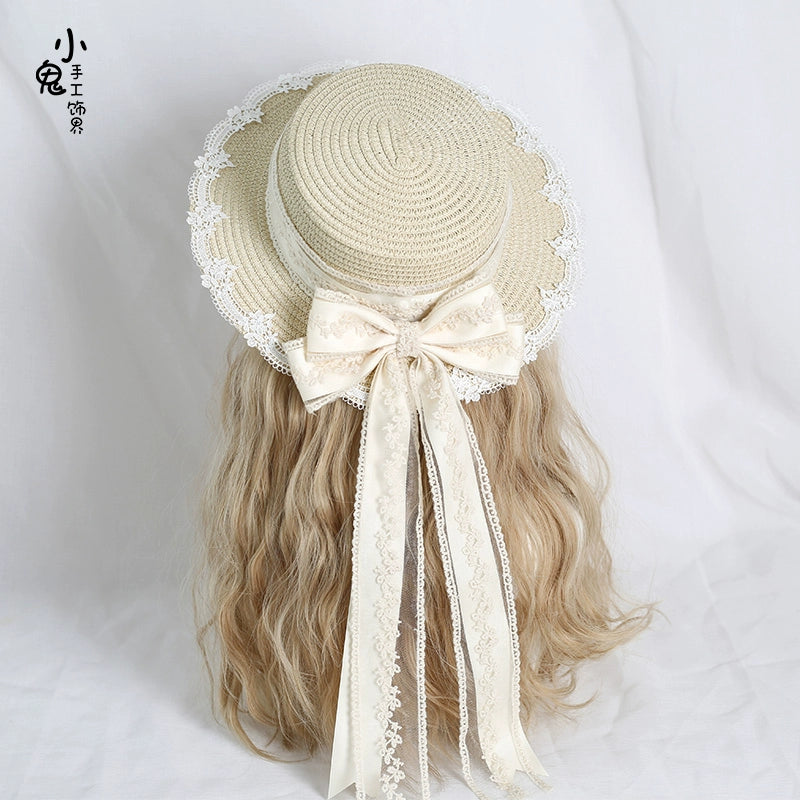 Xiaogui - Country Lolita Handmade Lace Straw Hat