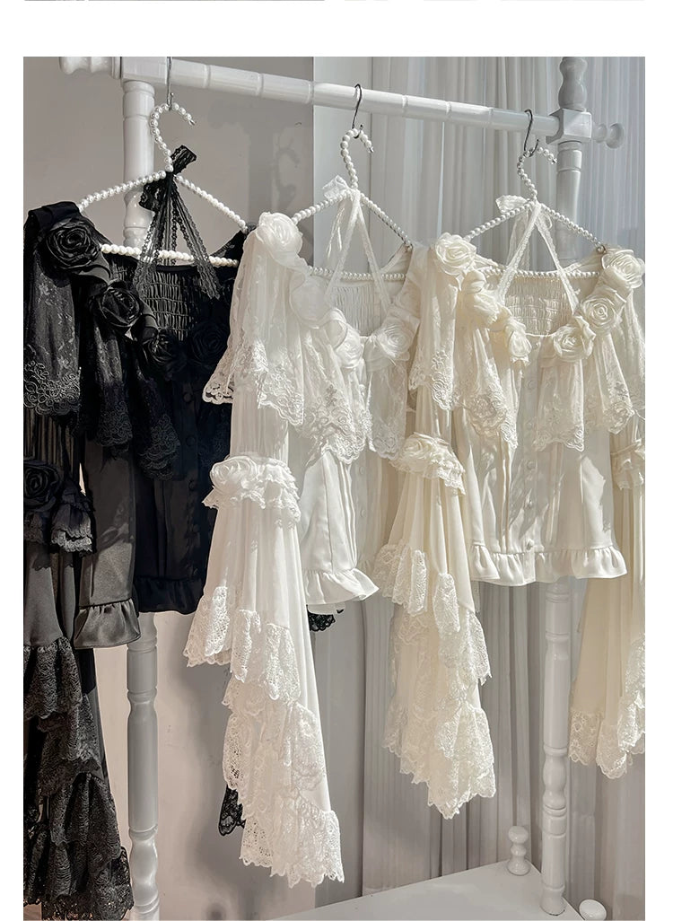 Linglong Porcelain - Classic Lolita Halter Neck Blouse, Detachable Shawl 44878:824683