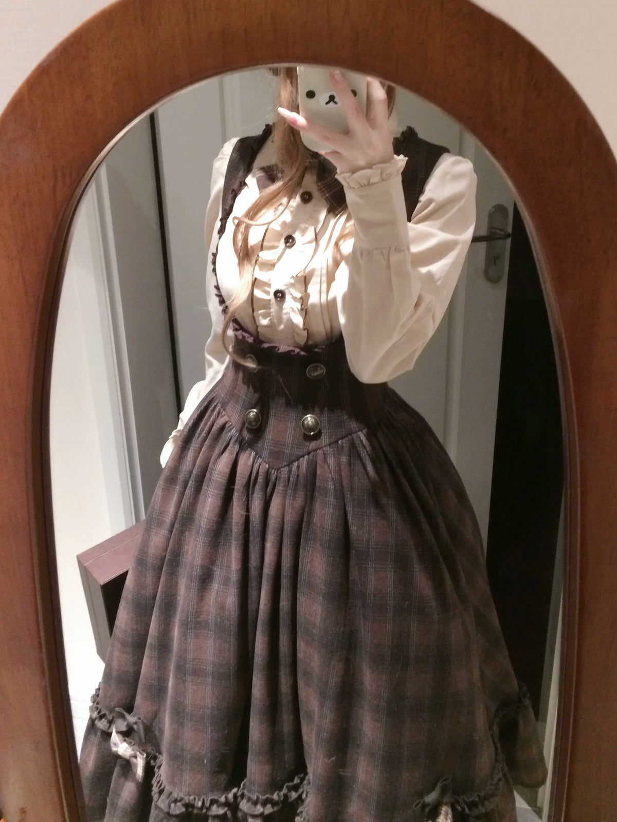Sandwich Chocolate - Winter Classic Lolita Plaid Bust-supporting JSK & Coat Set 45903:867169