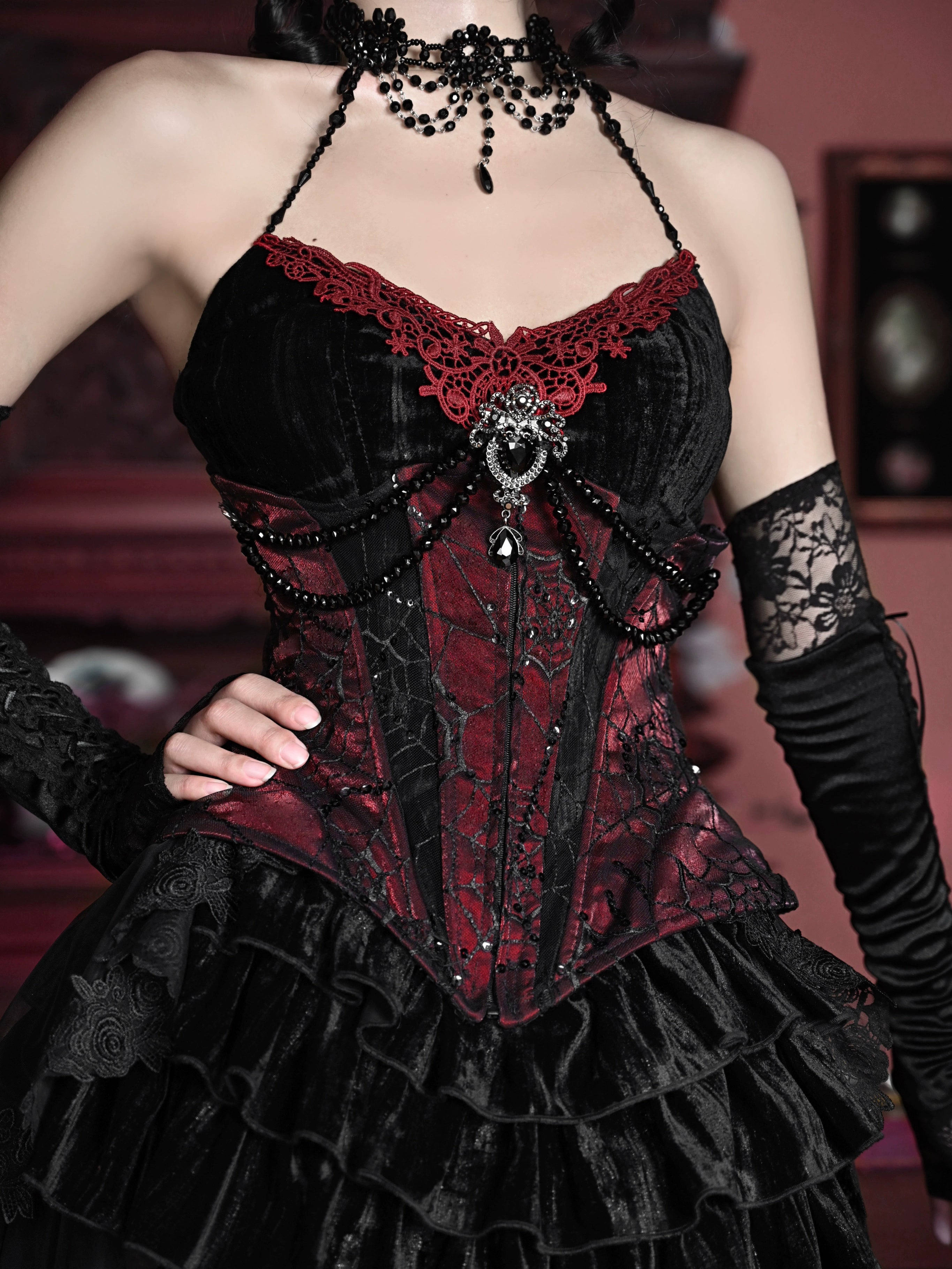Blood Supply - Duchess - Velvet Gothic Lolita Dress, Corset & Skirt