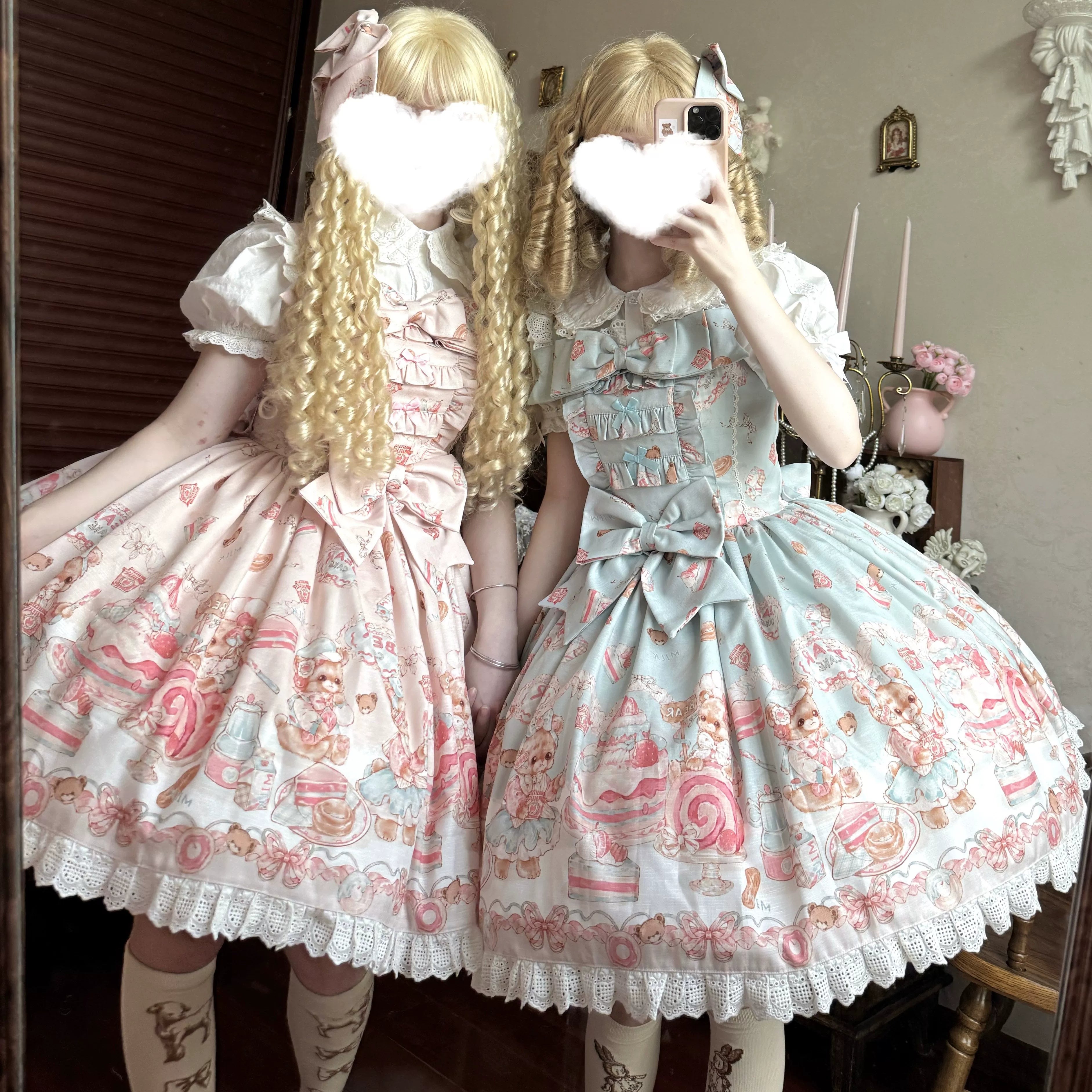 Strawberry Dessert Bear - Kawaii Lolita JSK, Bear and Dessert Print