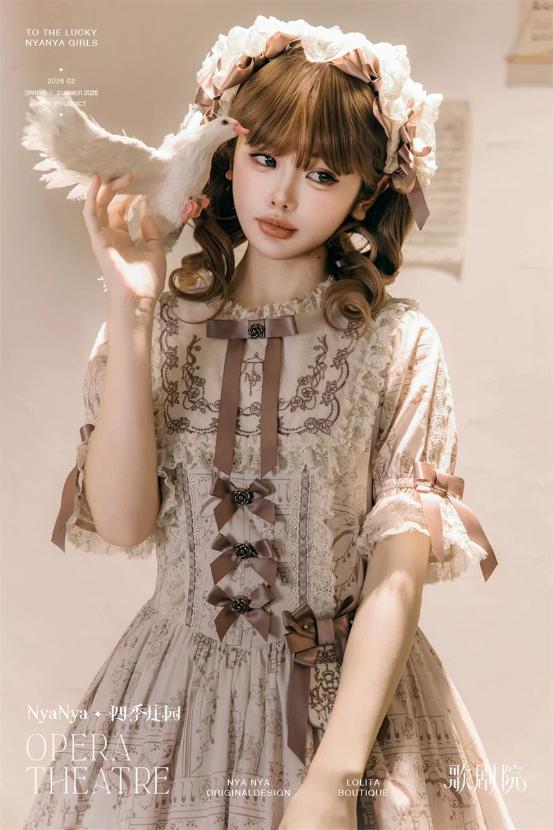 Opera - Cotton Classic Lolita Embroidered Dress, Opera Scene Print 44845:825522