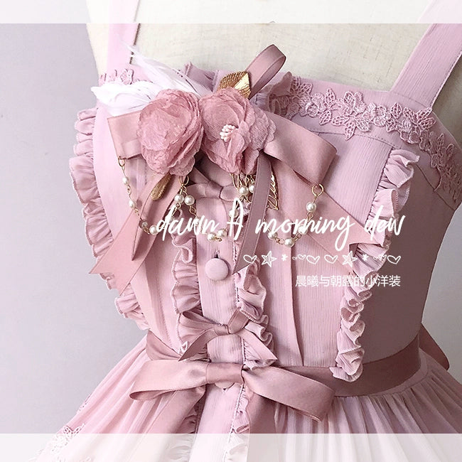 Dawn And Morning - Rozen Maiden Accessories Lolita BNT Choker Cuffs brooch flower rose pink