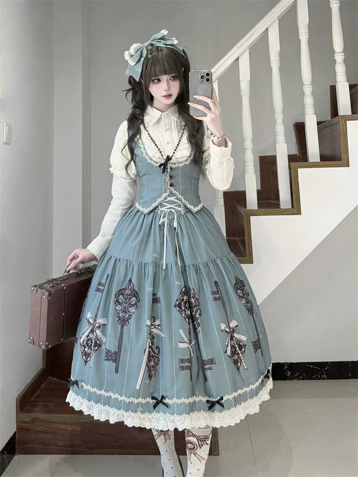 Uncle's Workshop - Secret Key - Classic Lolita Dress Suit, Key Print 43925:790985