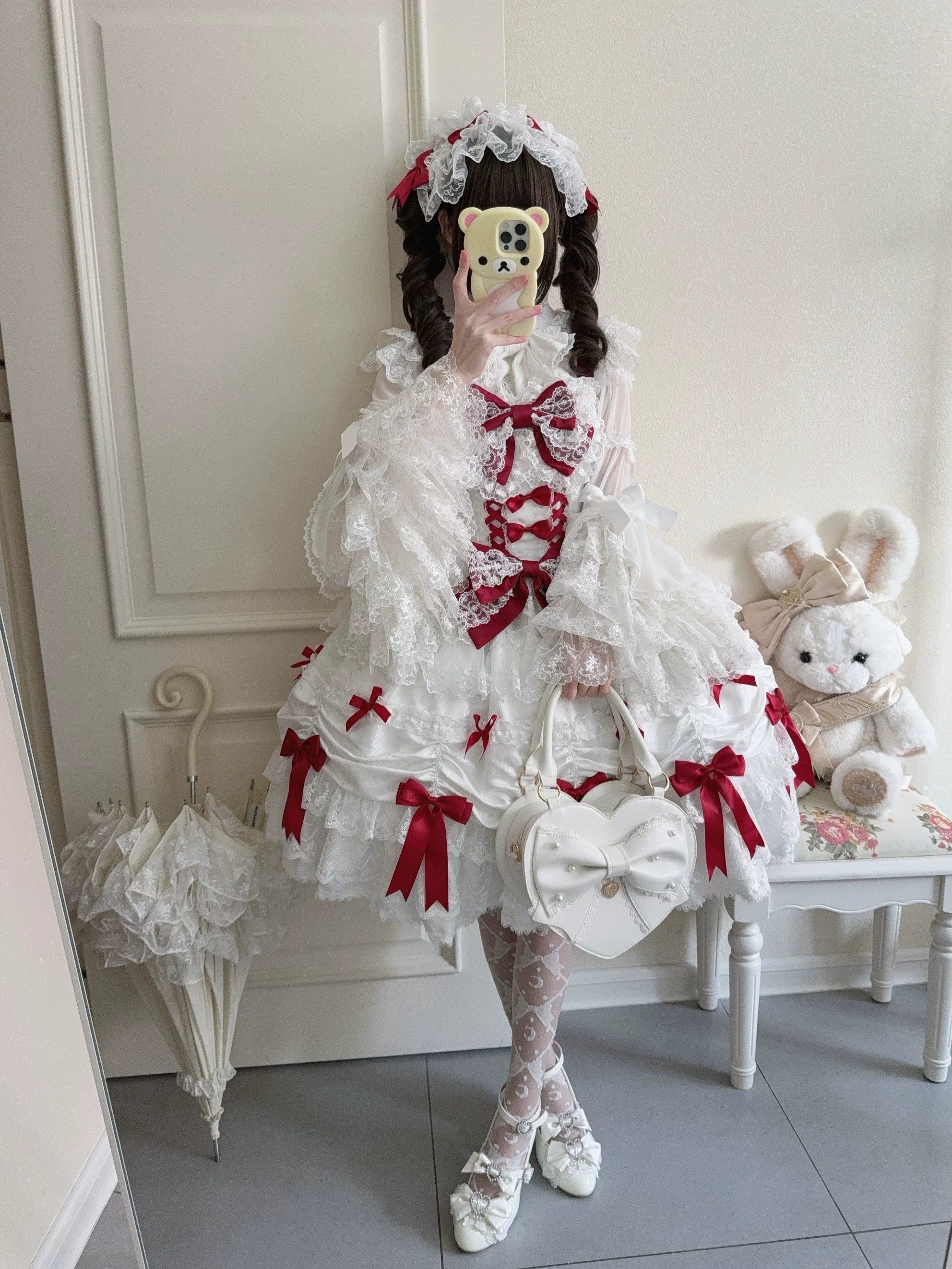 Satin Gift Box - Sweet Lolita JSK Dress, Bows and Layered Lace