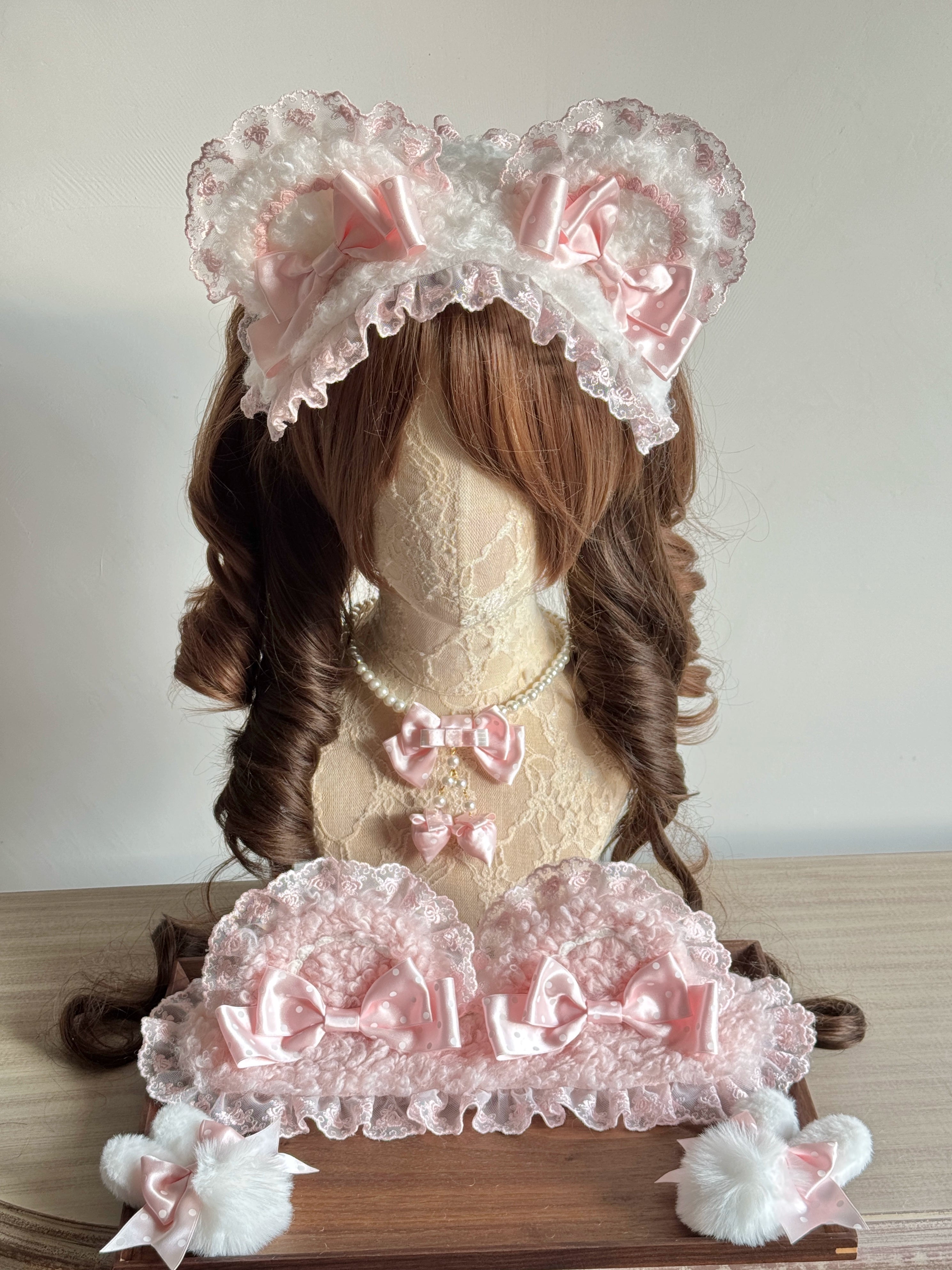 MAID - Sweet Lolita Handmade Lace Headband, Bear Ear Design 44106:795908
