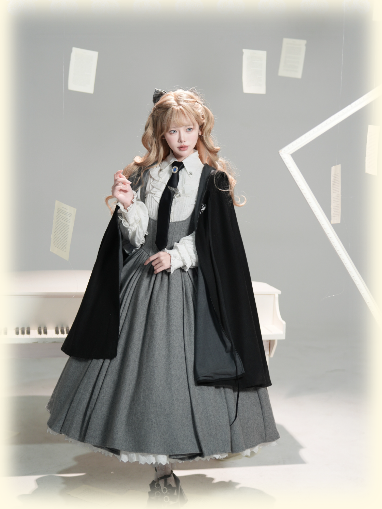 Wand Not for Your Lover - Wool Classic Lolita Bust Supporting JSK, Embroidered Shirt