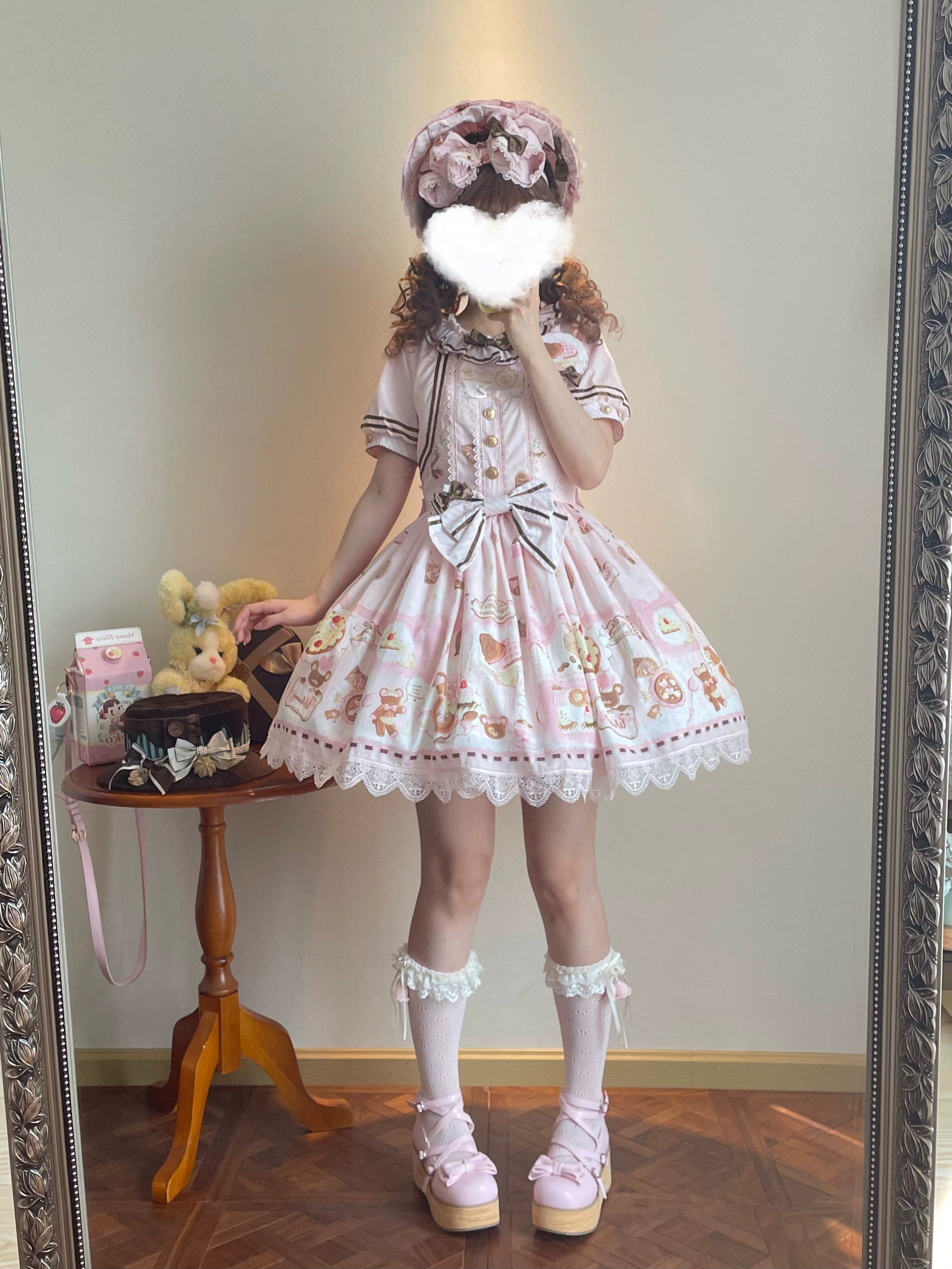 Babyblue - Dream Teahouse - Dessert Print Kawaii Lolita OP Dress Suit 43332:773705