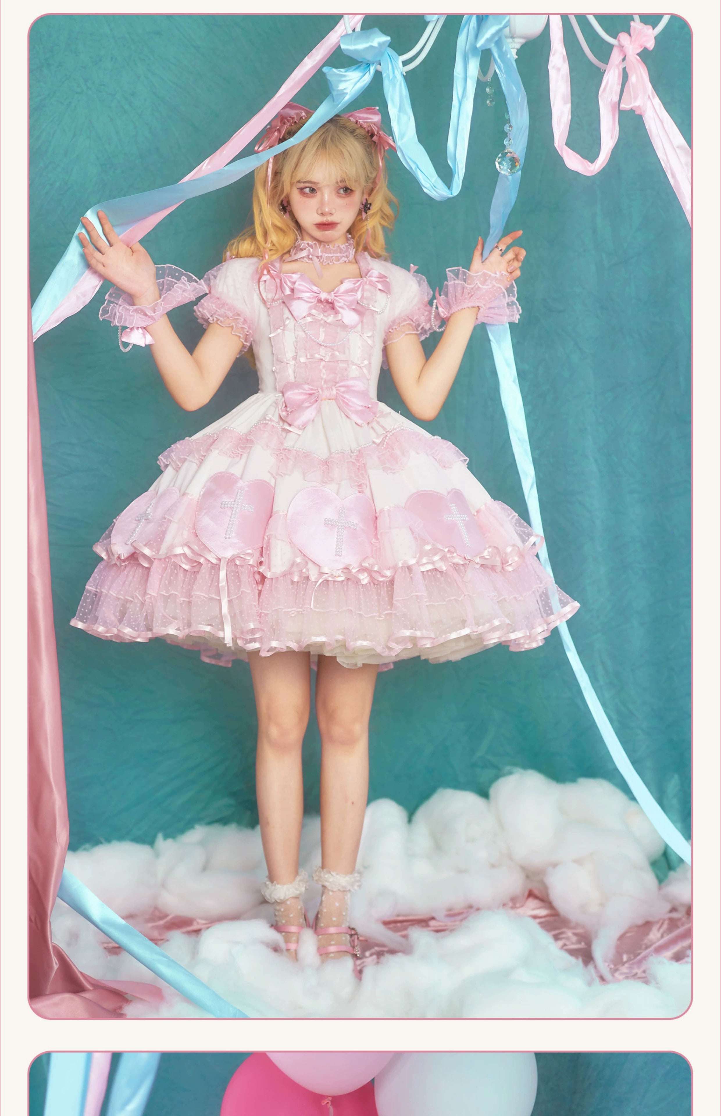 Showa Cross Lovers - Old School Lolita Heart Shaped OP Dress Accessories 39228:617048