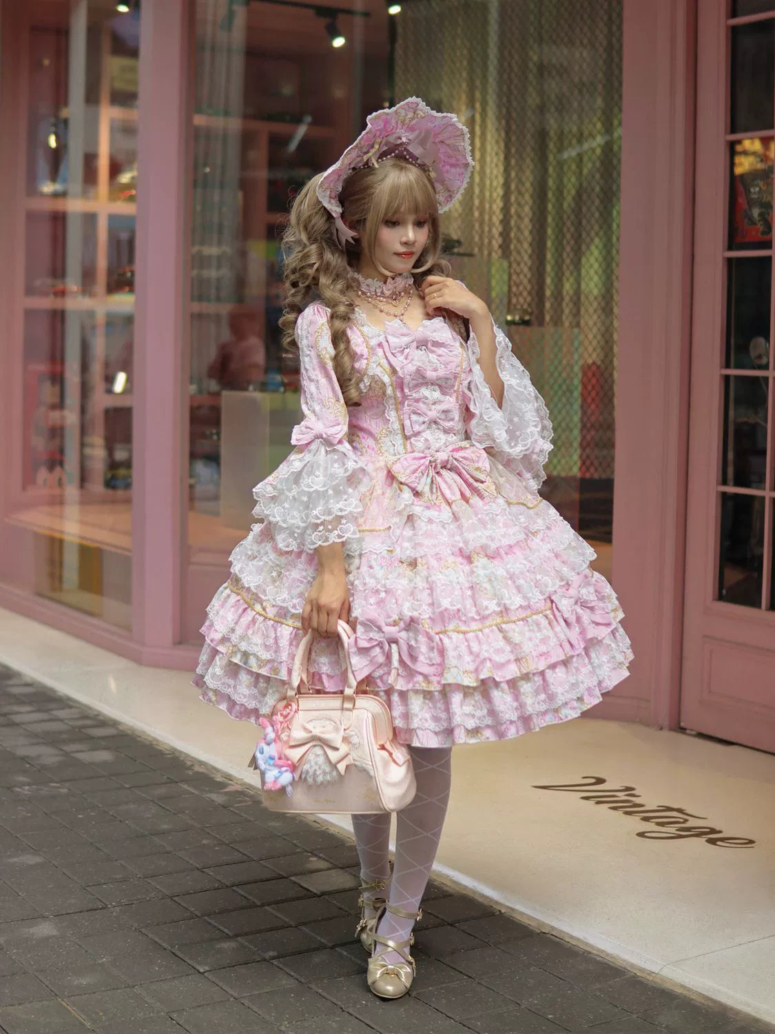 Hanguliang - Candlelight Sonata - Sweet Lolita Long Sleeve OP, Tiered Ruffles 43988:790902