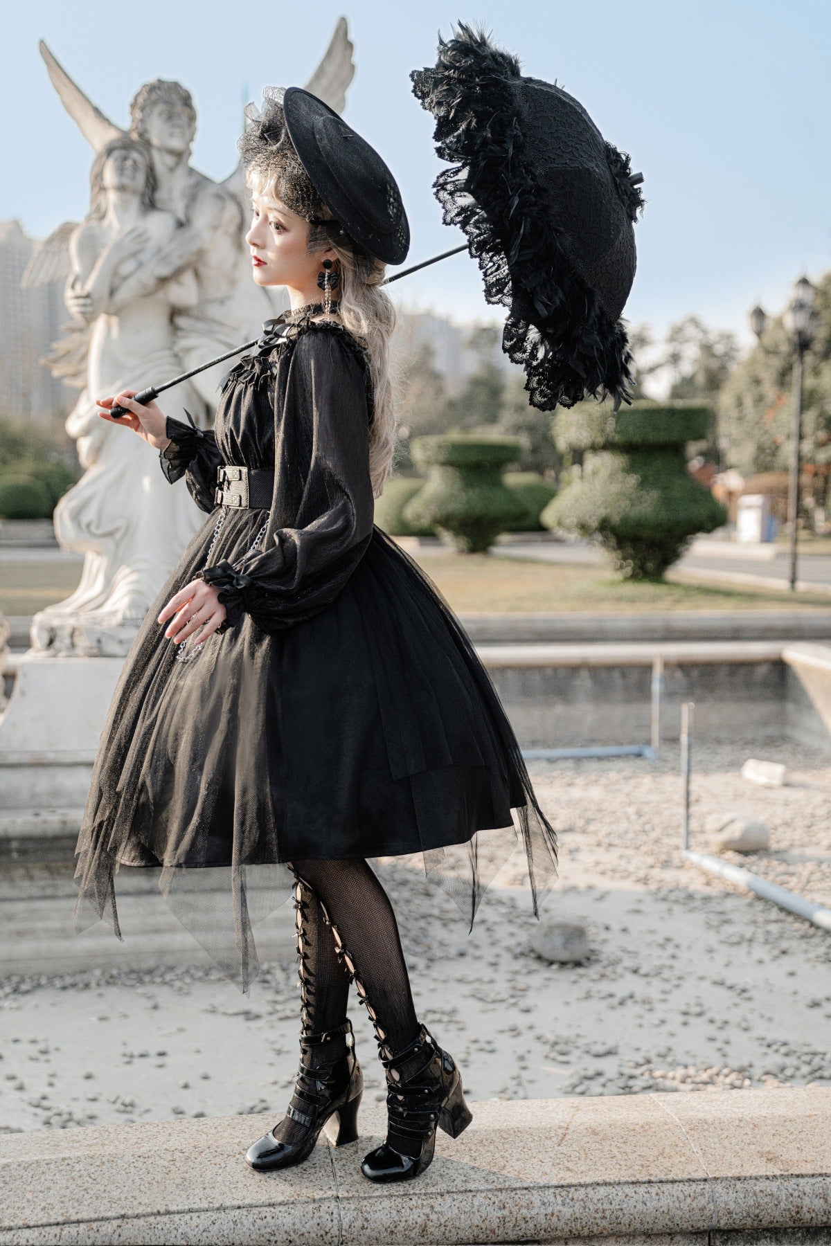 Cornfield Lolita~The Girl Assassin~Halloween Gothic Lolita Irregularly Hemline Dress 11476:180120