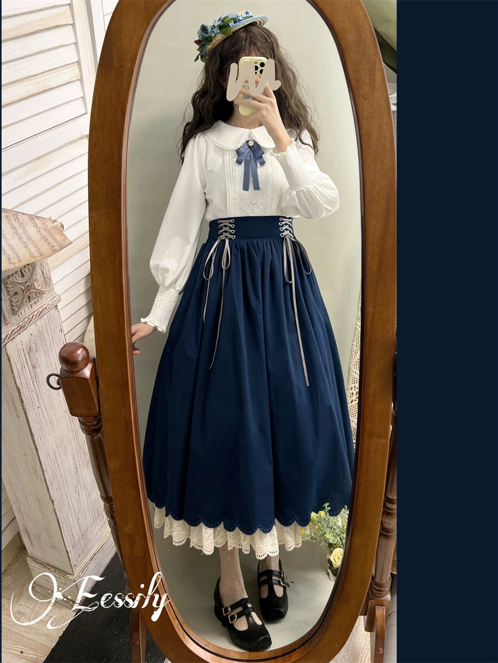 EESSILY - Countess's Autumn Travel - Vintage Lolita Shirt and Skirt 44247:800591