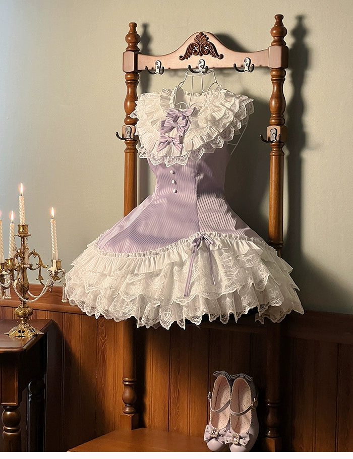 Alice Girl~Arrogant Miss~Sweet Lolita Jumper Dress with Tiered Lace Dress 41484:699498