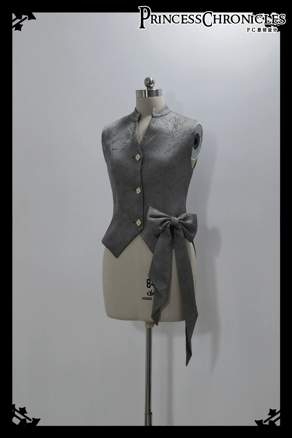 Princess Chronicles - Rabbit Hunting Glacier Gray - Vintage Lolita Grey Coat Kawaii Rabbit Ear Set XS Vest - in stock