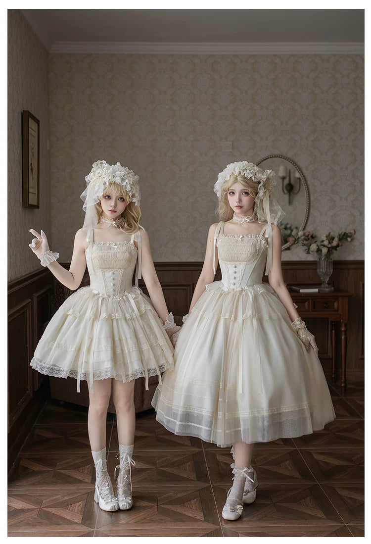 Confession Poem - Classic Lolita Corset JSK Set, Lace & Bows