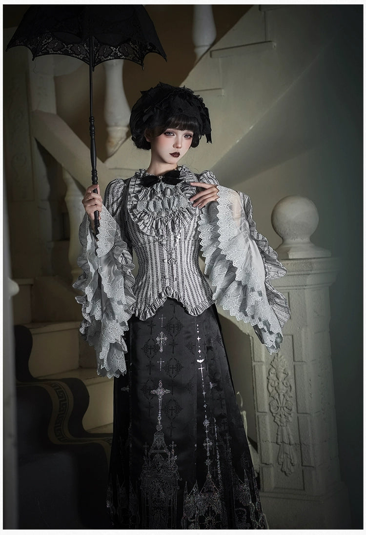 With PUJI - Letter and Poetry · Raven's Night Song - Oriental Aesthetics Gothic Lolita Dress Set 43907:788810