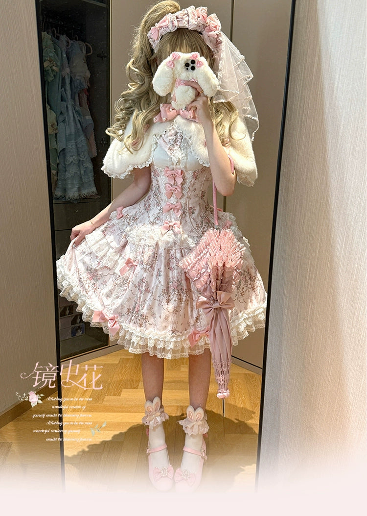 Mengfuzi - FLower in the Mirror - Old-School Lolita Bodice & SK Set, Short-Sleeved OP 44280:802261
