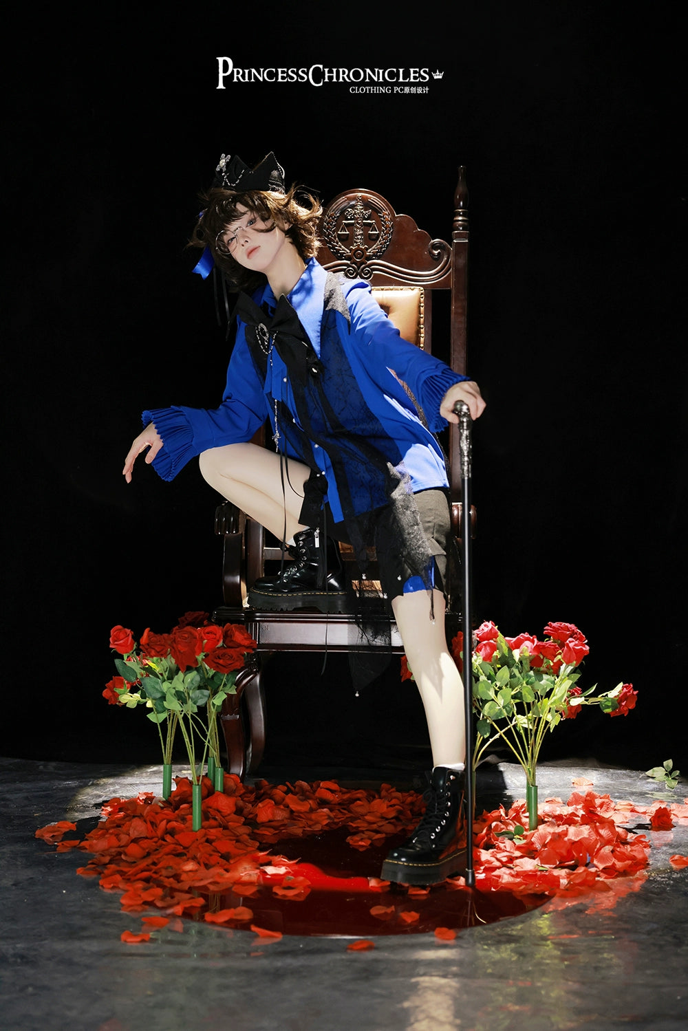 Princess Chronicles - Floating Phantom - Ouji Lolita Shorts Retro Blue Shorts
