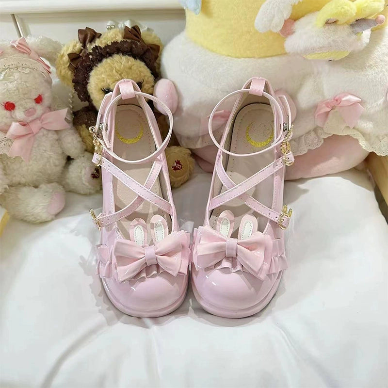 Fairy Godmother - Bond Bunny - Sweet Lolita Platform Shoe, Bunny Ear Accents Pink - Patent - 83.1" (8 cm) 34