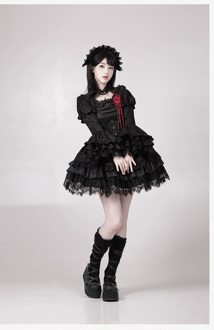 With PUJI - Letter and Poetry · Twilight - Black Gothic Lolita Skirt Set, Witch-Inspired 43525:778354
