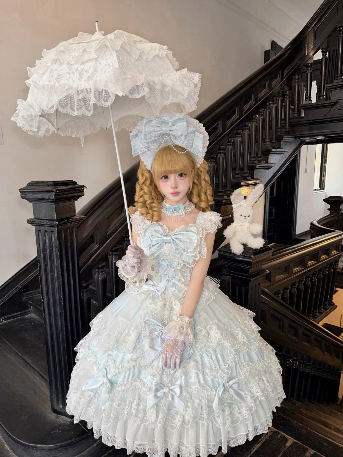 Sakura Blossom Dream - Dreamy Sweet Lolita JSK Dress, Abundant Lace & Bows