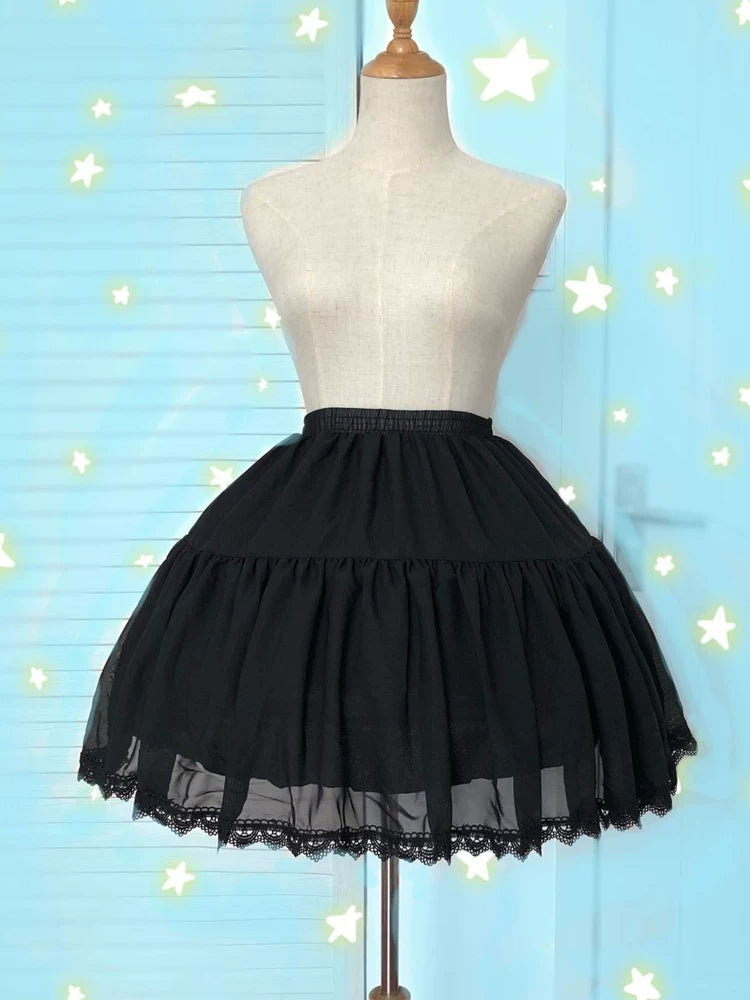 Adjustable Lolita Hoop Puffy Petticoat, 17.7" (45 cm) Black
