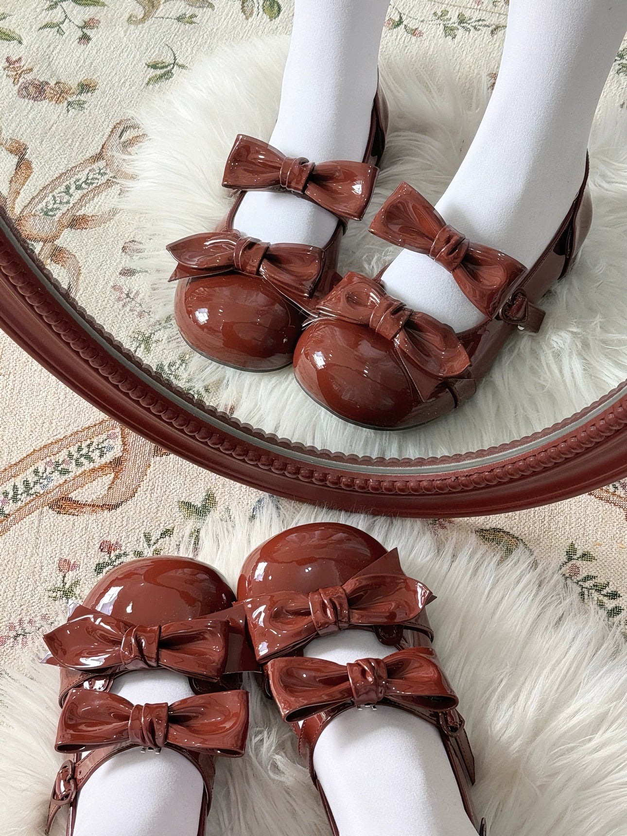 Beauty Bunny~Kawaii Lolita Shoes Low Heels Round Toe PU Shoes 36074:509132