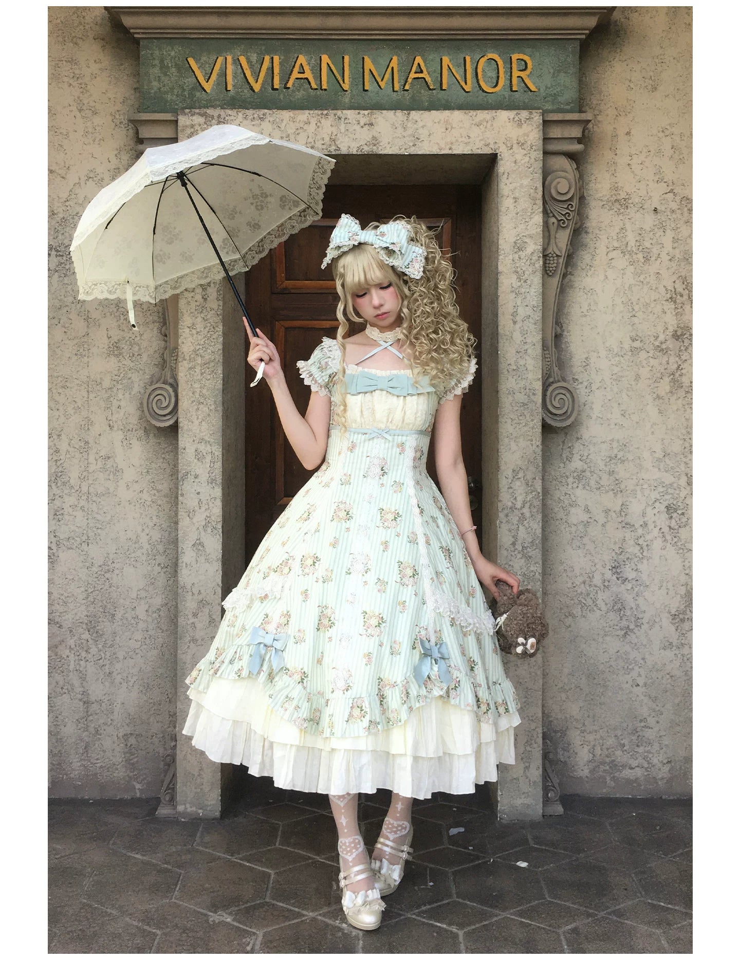 Meeting Austen - Cotton Classic Lolita Rose Printed OP Dress 45736:859993