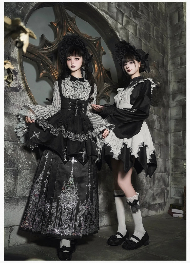 With PUJI - Letter and Poetry · Raven's Night Song - Oriental Aesthetics Gothic Lolita Dress Set