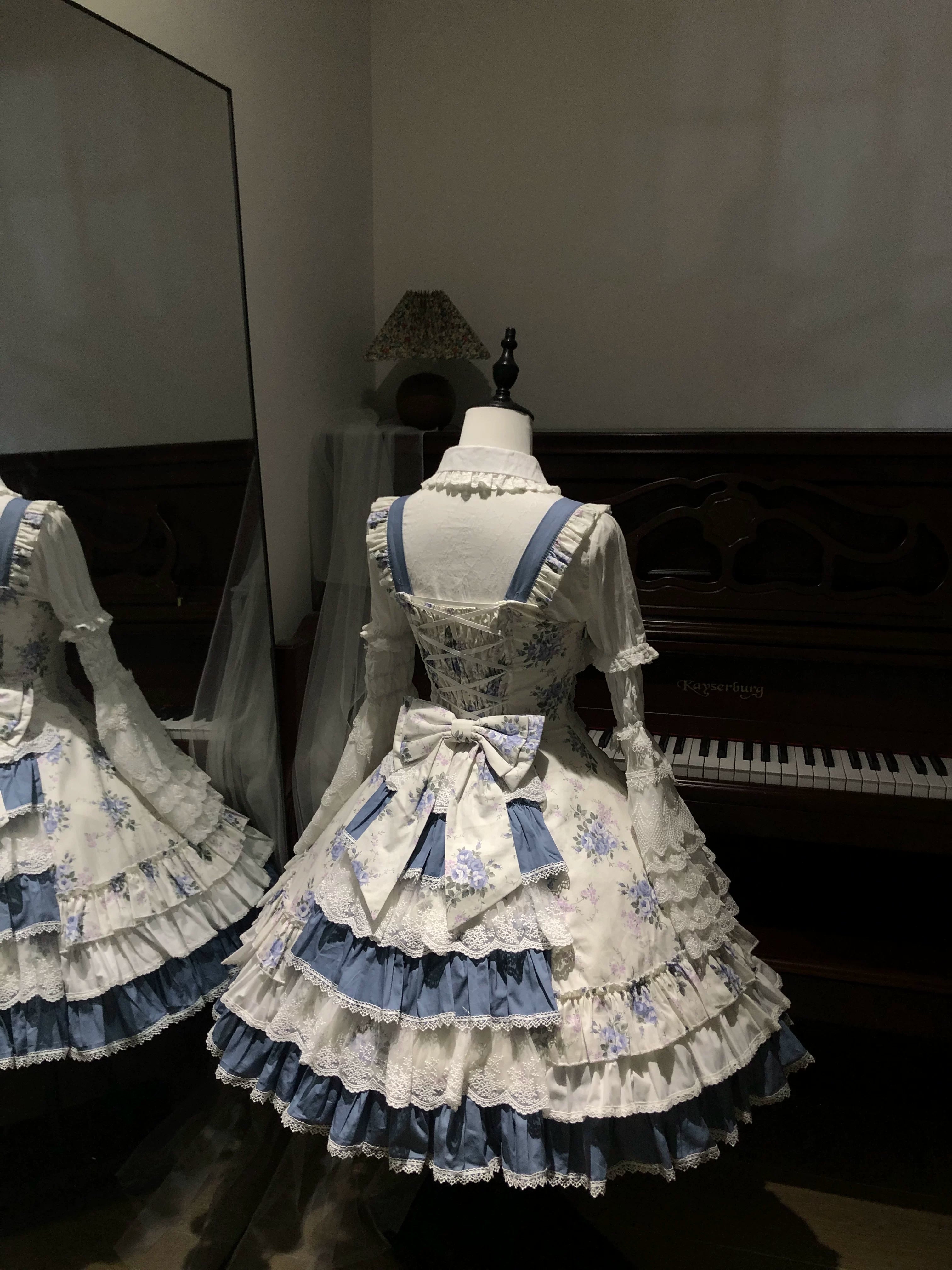 Falling Jacaranda Dream - Old School Lolita Jacaranda Printed JSK Dress 45732:859821
