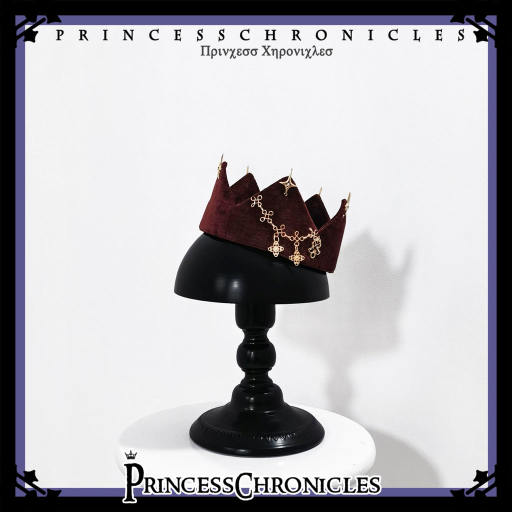 Ouji Lolita Retro Red Crown With Cross Star