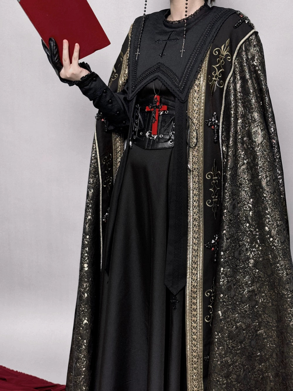LeMiroir - Moonlit Prayer - Mutton Sleeve Nun Lolita OP Dress, Gathered Sleeve 43660:782533