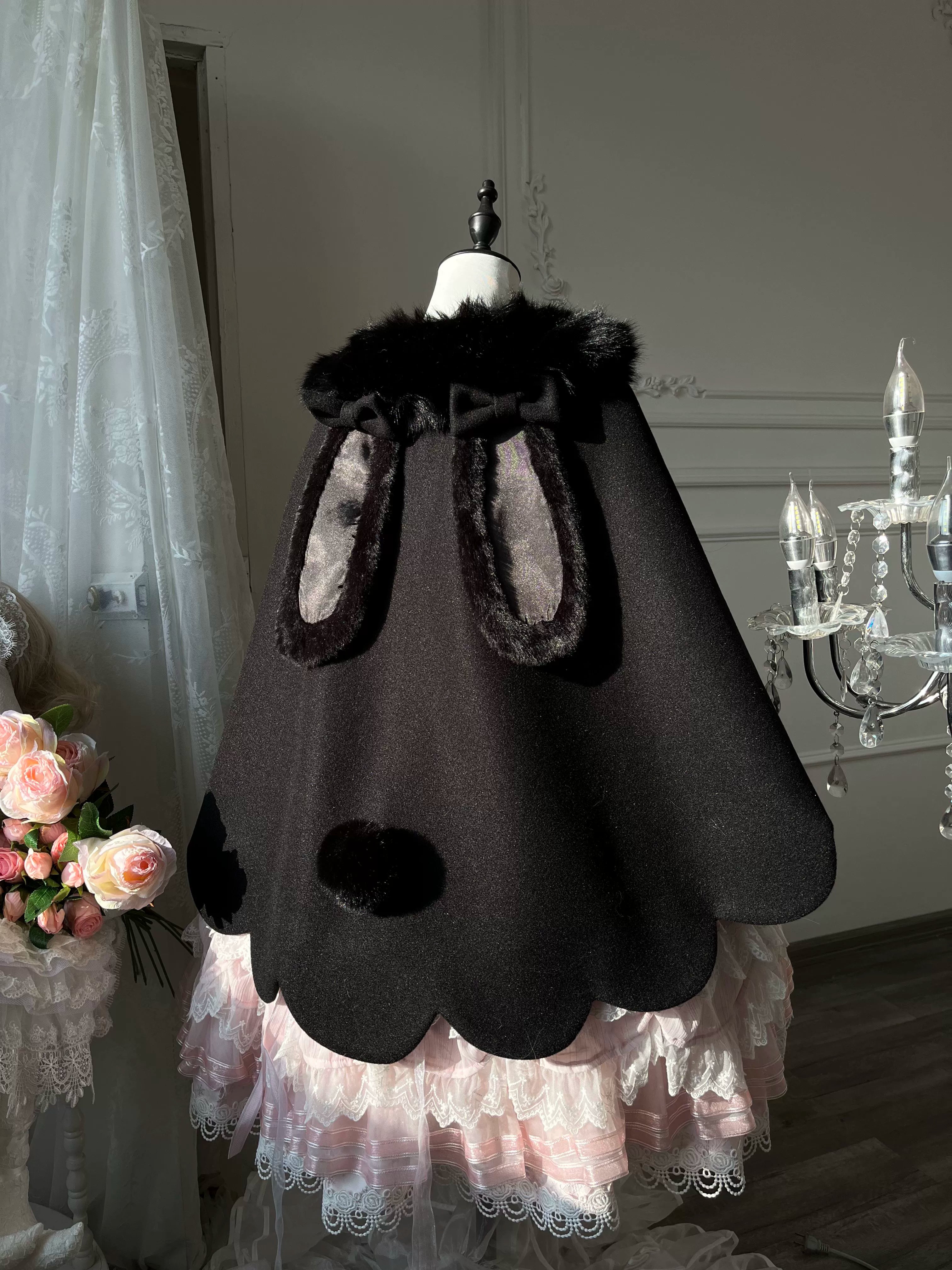 Jiuniangtutao - Sweet Wine Bunny - Scalloped Sweet Lolita Cape, Bunny Ears 44358:805301