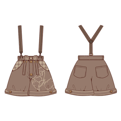 Steamed stuffed pig~Famous Detective Goose~Ouji Lolita Shorts Set XS shorts +suspender 